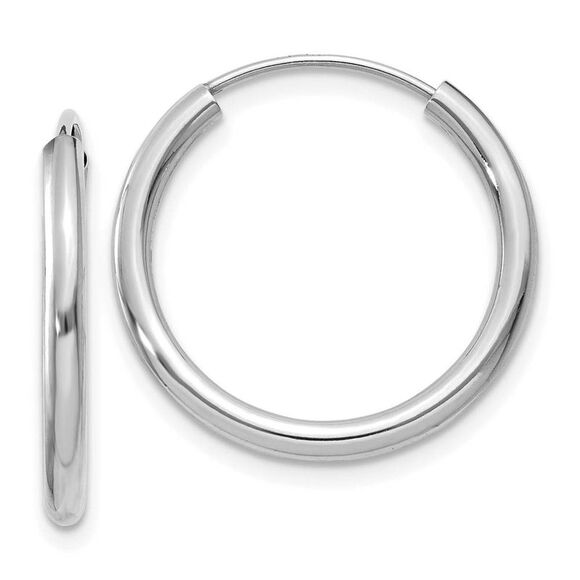 2mm x 21mm 14k White Gold Polished Round Endless Hoop...